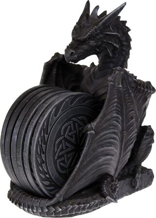 Nemesis Now Dragons Lair Coaster Set, 16.5 cm, Black