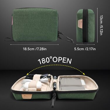 Органайзер для кабелів SIMTOP: компактна сумка для аксесуарів, кабелів, SD-карт, power bank. Ідеально для подорожей, офісу та фотографії. Зелений колір