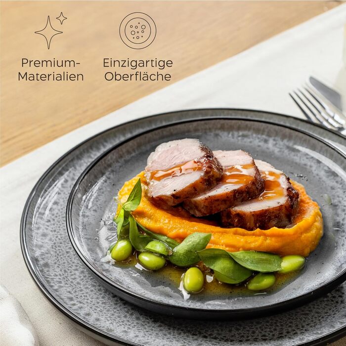 Набір посуду Twinzee Steingut (24 частини) для 6 осіб: тарілки та миски - серія Riviera (Perla)