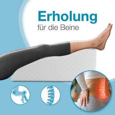 Подушка для ніг з ефектом пам'яті ELONEO для розвантаження та підйому ніг, знімний чохол, 68x40x16 см, біла