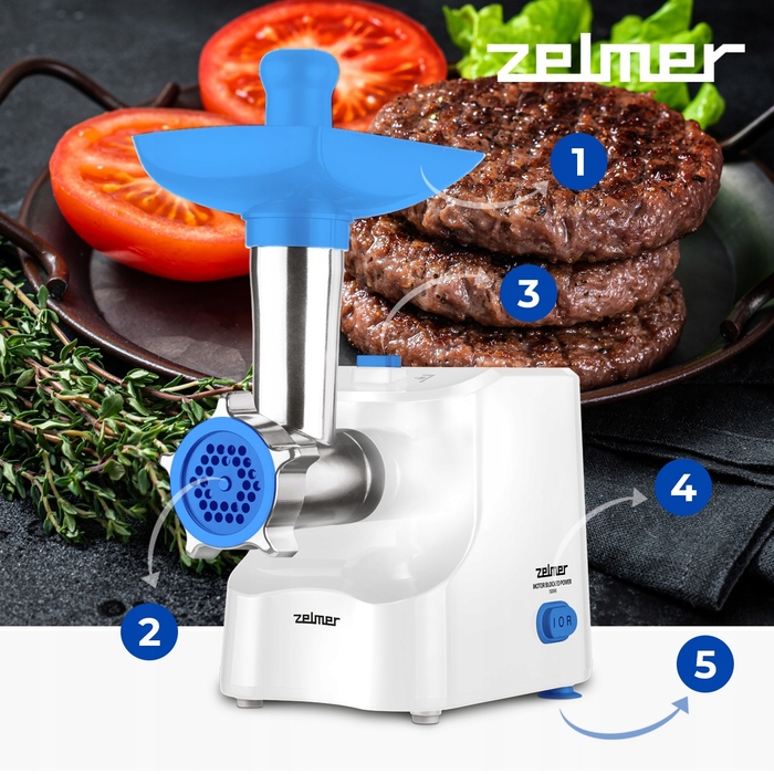 М'ясорубка Zelmer ZMM1540B, біла, 1500 Вт