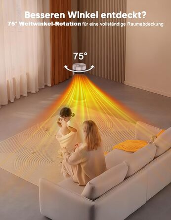 Розумний обігрівач з функцією охолодження, 1800W, WiFi, керування через додаток/Alexa/Google Assistant, для дому, офісу, спальні, чорний