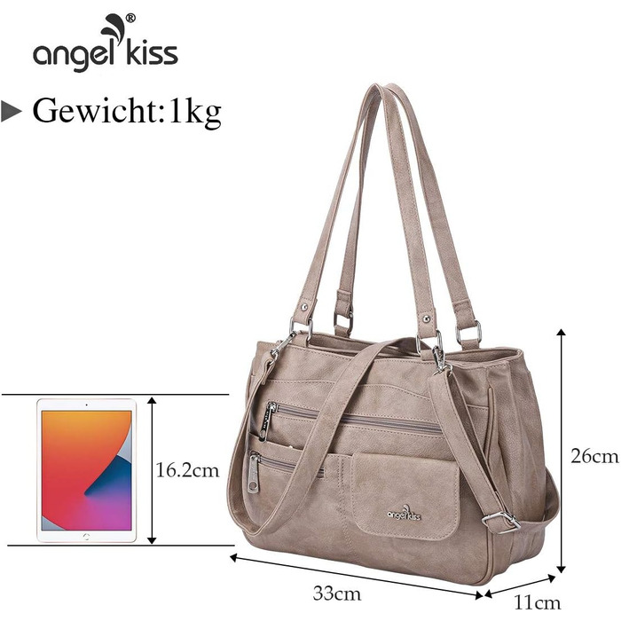 Сумка жіноча шкіряна Angel Kiss, велика дорожня/шопер, колір абрикосовий