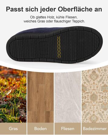 Чоловічі мокасини VeraCosy для дому з піною Memory Foam, зимові тапочки (40/41 EU, темно-морська блакить)