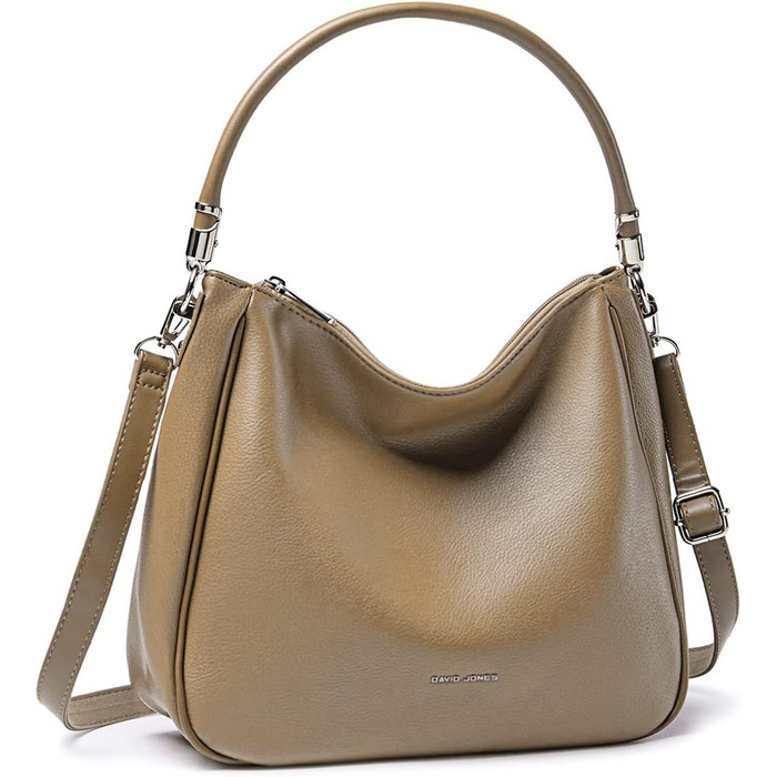 Сумка жіноча David Jones Hobo бежевого кольору, середнього розміру, з м'якої PU шкіри, через плече, шопер, довгі ручки, класична повсякденна сумка