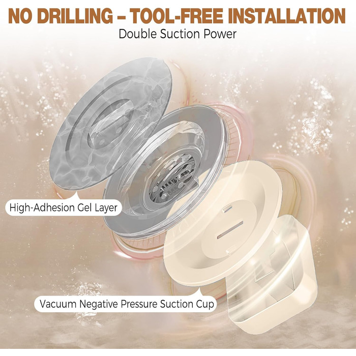 Сучасна душова полиця Lekesky, стійка до іржі, 2 шт., Gunmetal Grey, алюміній, на присосках, без свердління, з 12 гачками (прямокутна)