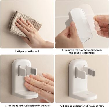 Настінний тримач для електричної зубної щітки Toski (2 шт.) - без свердління, для 4 щіток, білий
