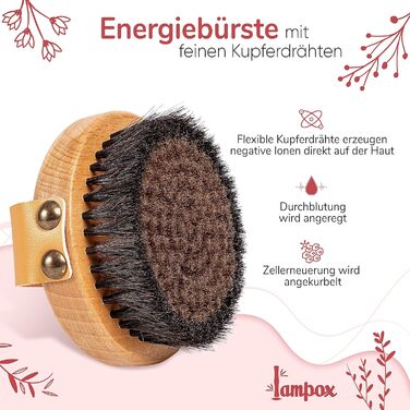 Body brush with fine copper wires, copper brush, dry brush, bath brush, copper round energy brush