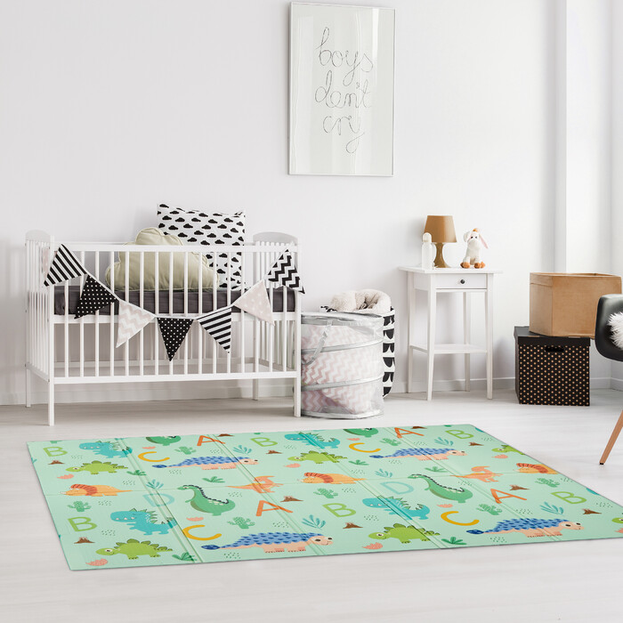 Relaxdays Foldable Play Mat Dinosaurs and Train
