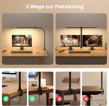 SIBRILLE Dual-Head LED Desk Lamp - Dimmable, Adjustable, RGB, Eye Protection for Office & Home