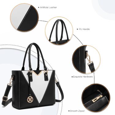 Сумка жіноча Lulu Daen середнього розміру зі штучної шкіри (PU) - чорна, комплект з гаманцем, для роботи, подорожей, бізнесу