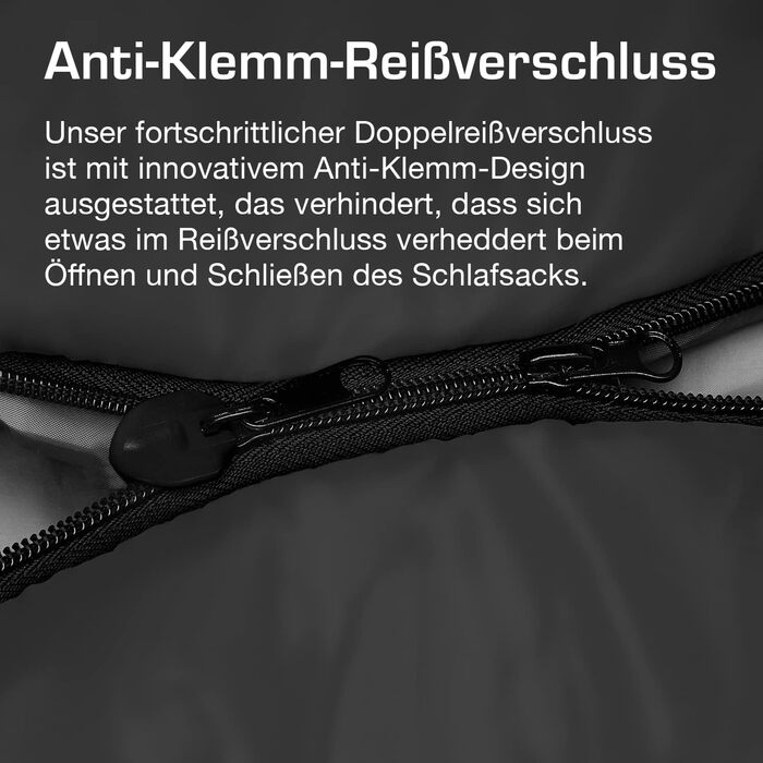 Сплячий мішок Active Era Mumienschlafsack - зимовий та літній, водонепроникний, вітрозахисний, ультралегкий, температурний режим -10°C до 10°C, компактний, для кемпінгу (чорний)