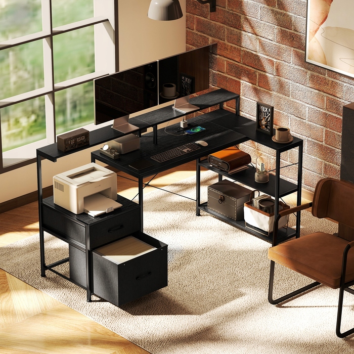 Геймерський L-подібний стіл з LED-підсвіткою та розетками