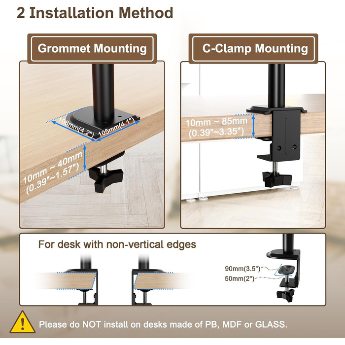 Тримач для монітора PUTORSEN на 3 монітори (13-32 дюйми), регульований, чорний