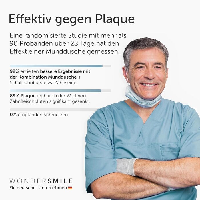 Munddusche Wondersmile PRO - Тест-переможець 2024 року, TÜV-сертифікована - 100 днів без ризику - технологія SmoothFlow для оптимального догляду за зубами та яснами - 5 режимів - акумулятор PowerAkku з тривалістю роботи 30 днів - Ultimate Black