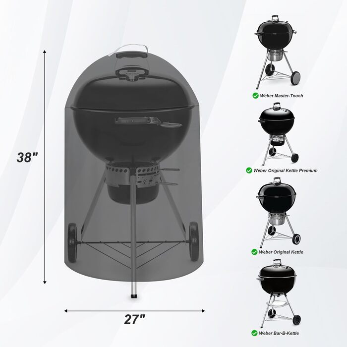 Водонепроникний чохол для гриля Weber Master Touch 57 см, 600D Оксфорд, газовий гриль, захисна накриття для барбекю (63x88 см), вітрозахисний