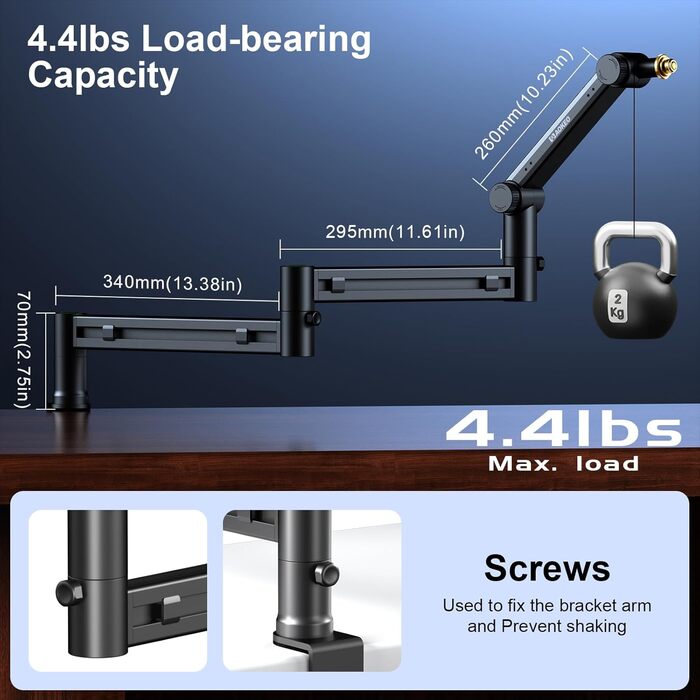 Кріплення для мікрофона Aokeo AK-58i – низькопрофільний тримач для HyperX QuadCast, Elgato Wave, Shure SM7B, Blue Yeti, Blue Snowball