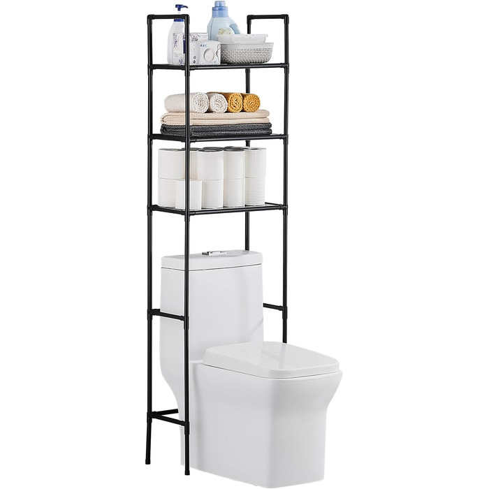 LIUBEI 3-Tier Toilet Shelf, Bathroom Shelf Space-Saving, Black Bathroom Organizer Shower Shelf Easy Assembly