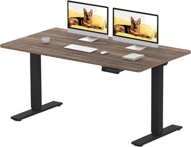 Стол підйомний електричний SANODESK 200x80 см з 2 моторами, пам'ять висоти, стабільний, чорний/коричневий