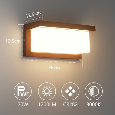 Klighten LED Outdoor Wall Light, IP65 Waterproof Outdoor Wall Light, 3000K, Rectangular Wall Light for Indoor and Outdoor Use, Patio, Garden and More. (Rust-Red-Long, 2 Pack)