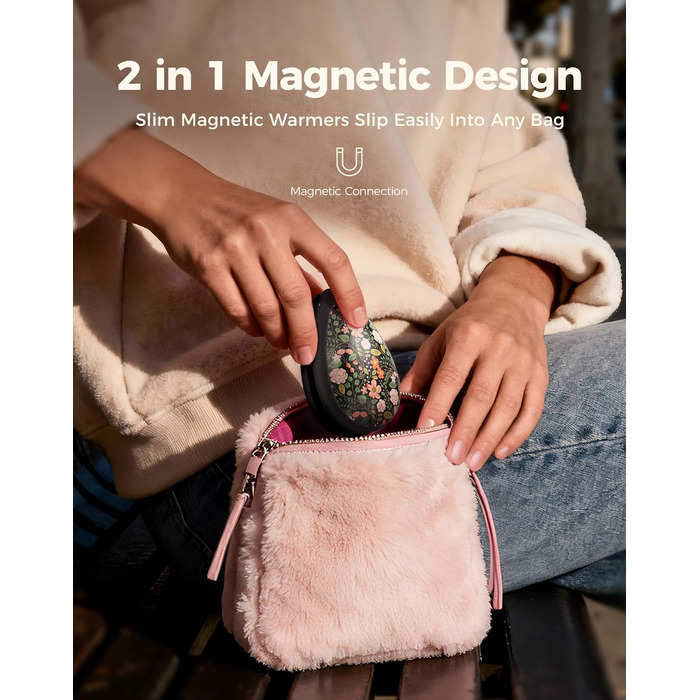 Електричні грілки для рук OCOOPA 2 шт., стильні, у формі діаманта з магнітом, акумуляторні, для жінок, подарунок на Новий рік, для Рейно, туризму, кемпінгу