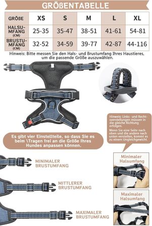 Нашийник для собак BaoCheng Anti Pull: регульований, дихаючий, з 3 пряжками, безпечний, світловідбиваючий (M, небесно-блакитний)