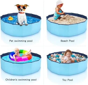 Dog Pool 120 cm Swimming Pool for Small Dogs, Foldable Pet Splash Pool, Dog Bathtub Pool for Dog Cat, Eco-Friendly PVC Swimming Pool