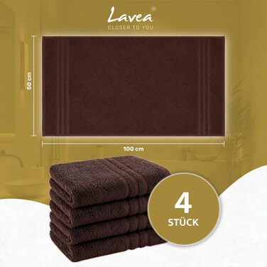 Набір махрових рушників Lavea Elena (4 шт.), 100% бавовна, гігроскопічні та м'які, для рук та гостей, коричневі, 50x100 см