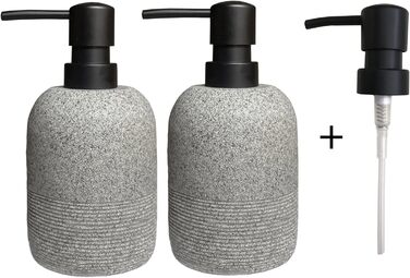 Набір дозаторів для мила та лосьйону, сірий колір. Підходить для ванної кімнати та кухні. Елегантний дизайн.