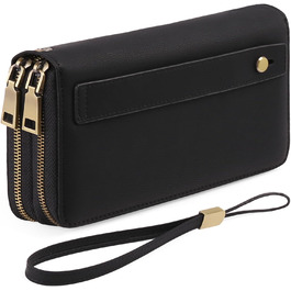 GAEKEAO Wallet for Women Large, Vegan Leather Double Zipper Women's Wallet, RFID Protection Clutch Wallet for Women Large, with Many Card Slots, Purse for Women