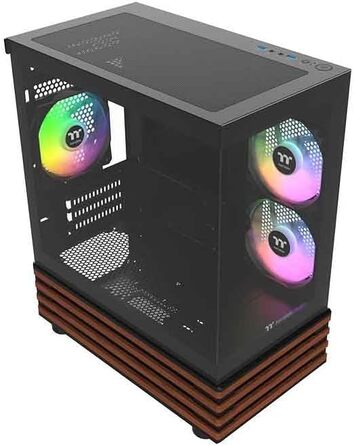 Корпус ПК Thermaltake TG ARGB View 170 Wood Black – Micro-Tower, Tempered Glass, 3x120mm ARGB, Підтримка 240/280mm радіатора