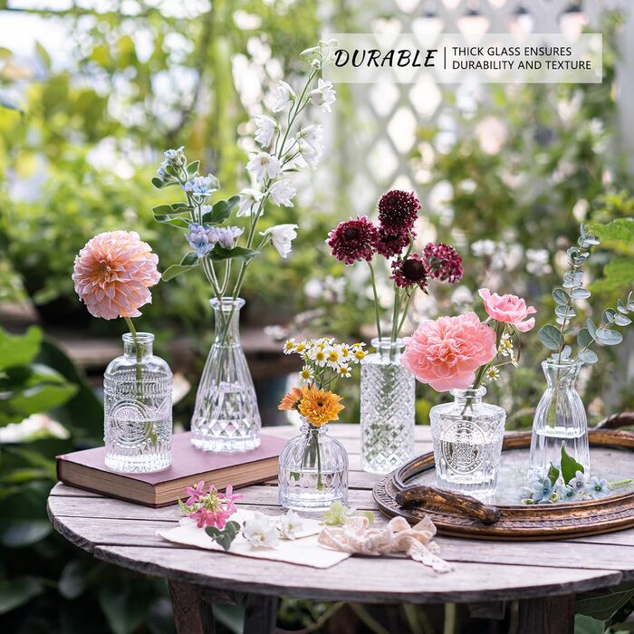 Набір ваз Knospenvasen (12 шт.) - міні вази для квітів, декор для весілля та дому (прозорі)