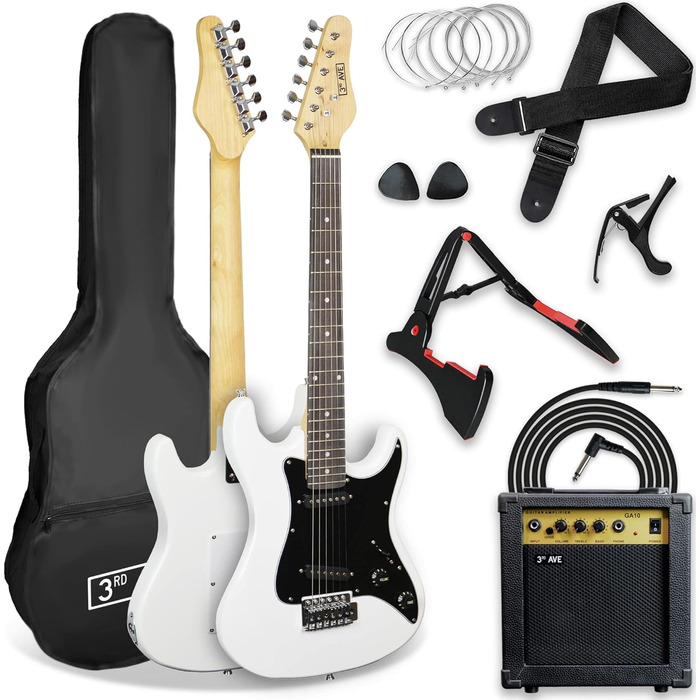 Електрогітара 3/4 розміру 3rd Avenue XF Ultimate Kit з підсилювачем 10W, тюнером, кабелем, стійкою, сумкою, ременем, запасними струнами, медіаторами та каподастром - набір для початківців