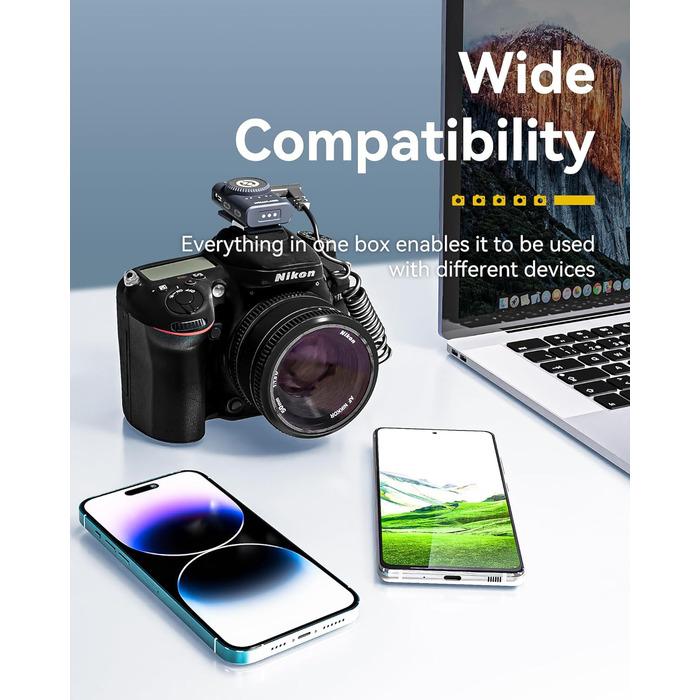 Hollyland Lark M2 бездротовий петличний мікрофон для iPhone 15/16/17 та Android, 300м радіус дії, Hi-Fi звук, шумозаглушення, 30 годин роботи, міні-мікрофон для відео (2TX + USB-C RX + чохол для зарядки) (Камера (2TX+1RX), Чорний)