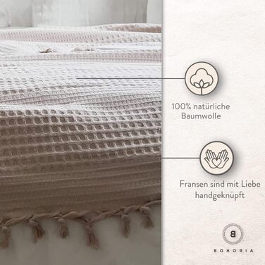 Покривало BOHORIA Premium 220x240 см, 100% бавовна, Oeko-Tex, вафельна текстура, двостороннє, смарагдове, велике для ліжка, дивана, Urban Loft