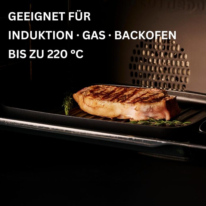 Сковорода Stone&Stone для індукції квадратна 28 см з антипригарним покриттям та знімною ручкою, німецька кераміка, сталеве дно, для газових плит та духовки, без PFAS, PFOA, PTFE