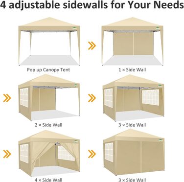 COBIZI Gazebo 3x3 Waterproof, Stable, Winter-Proof Foldable Gazebo 3x3 with 4 Side Walls Outdoor Pop-up Gazebo Folding 3x3m UV Protection 50+ Garden Tent Party Tent Folding Party Tent incl. Bag (Khaki)