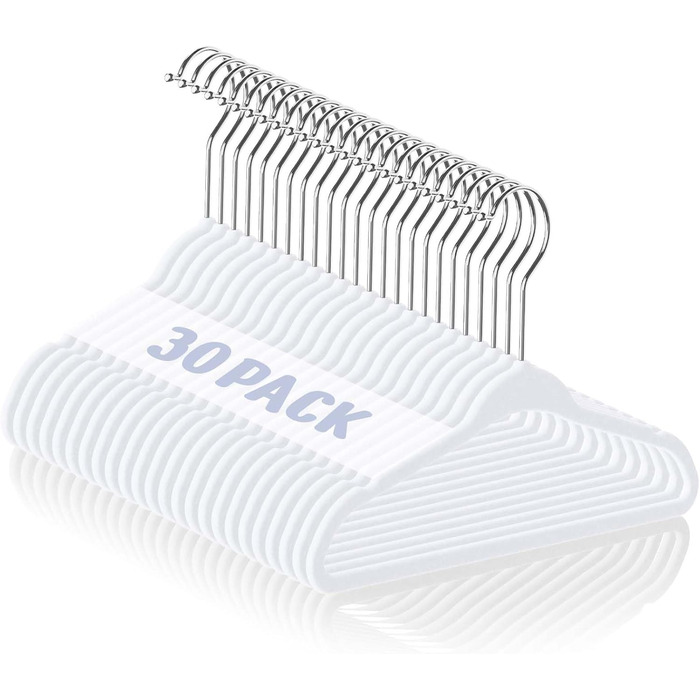 Набір дитячих вішалок для одягу House Day (30 шт.), 28 см, з оксамитовим покриттям, білі