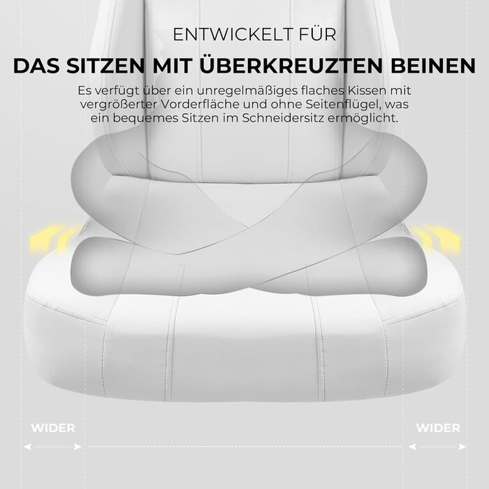 Ігровий крісло Dowinx з PU шкіри, ергономічний комп'ютерний крісло для геймерів, великий офісний крісло з регульованим нахилом та високою спинкою (Білий)