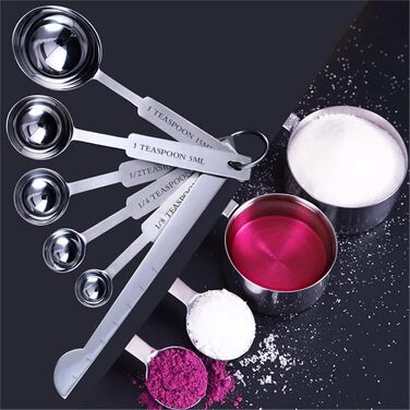 Measuring Spoon Set 8/10-Piece Stainless Steel Measuring Cups and Spoons, Stackable Serving Spoons, DIY Tools, Kitchen Accessories (11 Pieces)