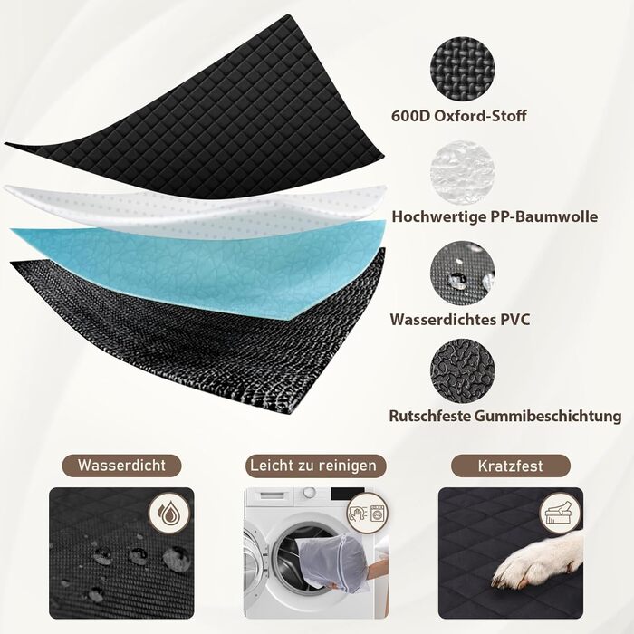 Захист для заднього сидіння автомобіля Angooni для собак - водовідштовхуючий, антиковзаючий, стійкий до подряпин (135x120 см) з Isofix для дитячого крісла, універсальний