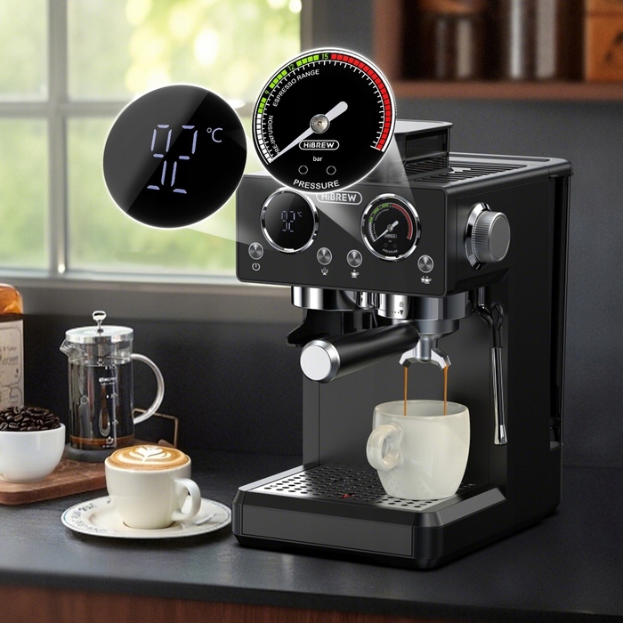 Ріжкова кавомашина HiBREW H20, 1350 Вт, чорна