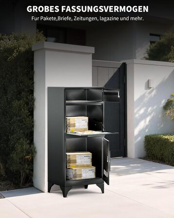 Поштовий ящик антрацит з гравіюванням, персоналізований, 2-в-1, нержавіюча сталь, з відділенням для газет та посилок (XXL)