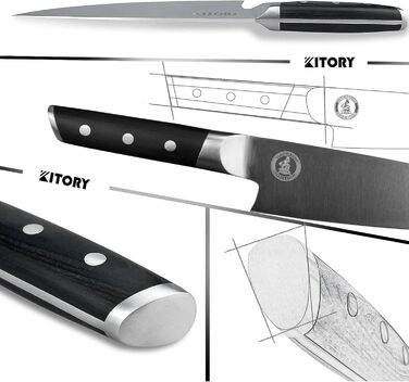 Кухонний ніж-топірець Kitory Hackmesser 18 см, з високоякісної нержавіючої сталі, з ручкою Pakkawood (Mtd06sde)