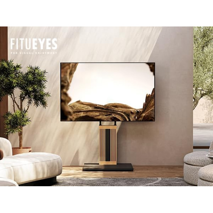 Підставка для телевізора FITUEYES Zen Series Black - дерев'яна, поворотна, регульована по висоті (32-65 дюймів)