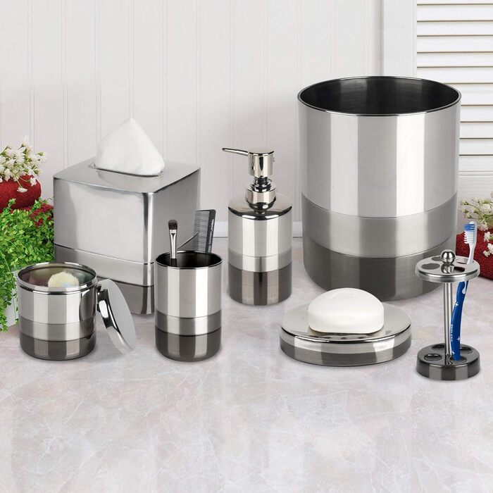 Набір аксесуарів для ванної кімнати Triune Elegante, 7 предметів, платина, нержавіюча сталь