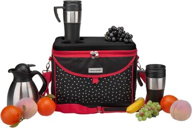 Кühltasche 22 L Picknick Kühlbox 35 x 24 x 27 cm - Farbauswahl (Schwarz Weiß Gepunktet) - Холодильна сумка Андора 22 л для пікніка, 35 x 24 x 27 см, чорно-біла в горошок