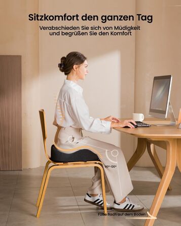 Ортопедична подушка для сидіння ProtoArc для офісного крісла: Memory Foam, рівномірний розподіл тиску, комфорт для офісу, авто, інвалідного візка, чорний, велика