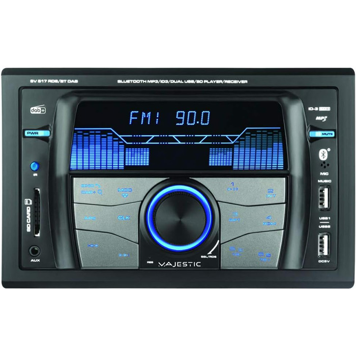 Автомагнітола Majestic SV 517 RDS BT DAB+ 2DIN FM/Bluetooth/USB/SD/AUX, чорна, 180Вт