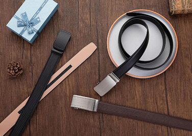 Чоловічий шкіряний ремінь Acewin з автоматичною пряжкою, робочий, регульований, ширина 35 мм, довжина 135 см, розмір 38-44, чорний